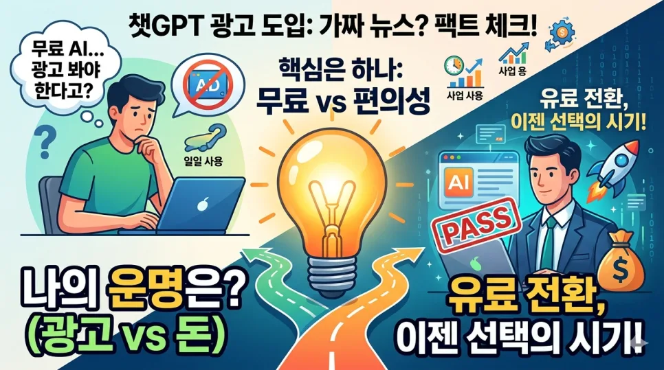 챗GPT 광고 도입, 2026년 무료 vs 유료 선택 가이드