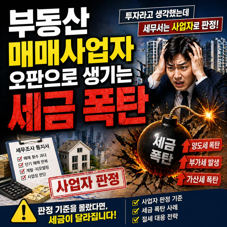 부동산 매매사업자 오판 시 세금 폭탄 피하는 법 2026