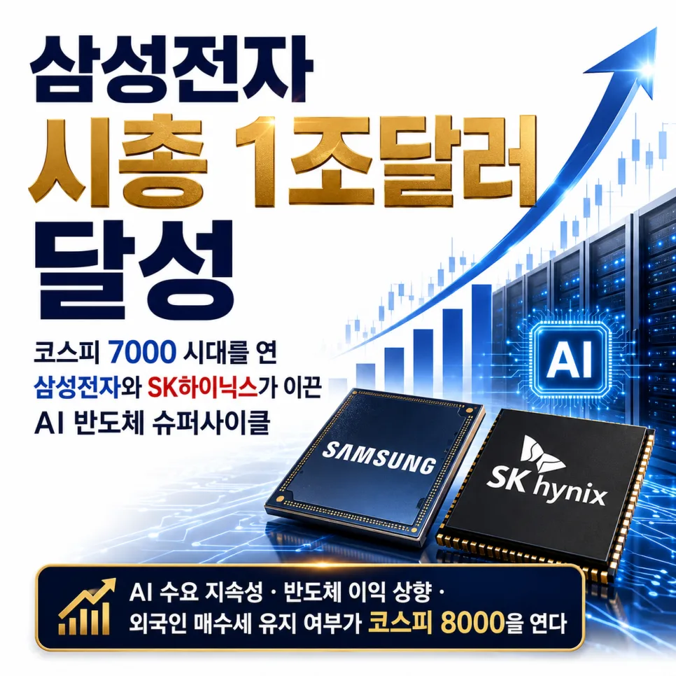 코스피 7000 시대 개막 2026: 삼성전자 시총 1조 달러 돌파 분석