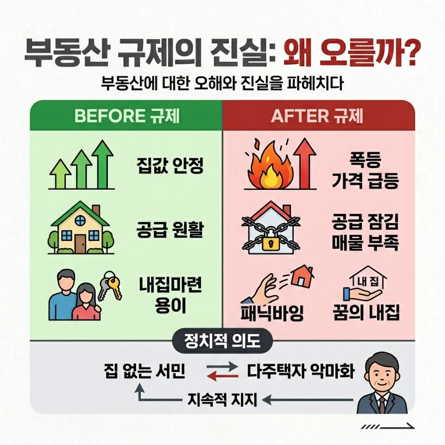 부동산 규제가 집값 올리는 이유 2026: 공급, 수요, 정책 분석