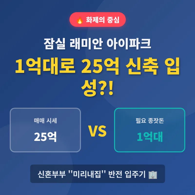 잠실래미안아이파크 1억 입성 비결 2026: 신혼부부 성공 사례 분석