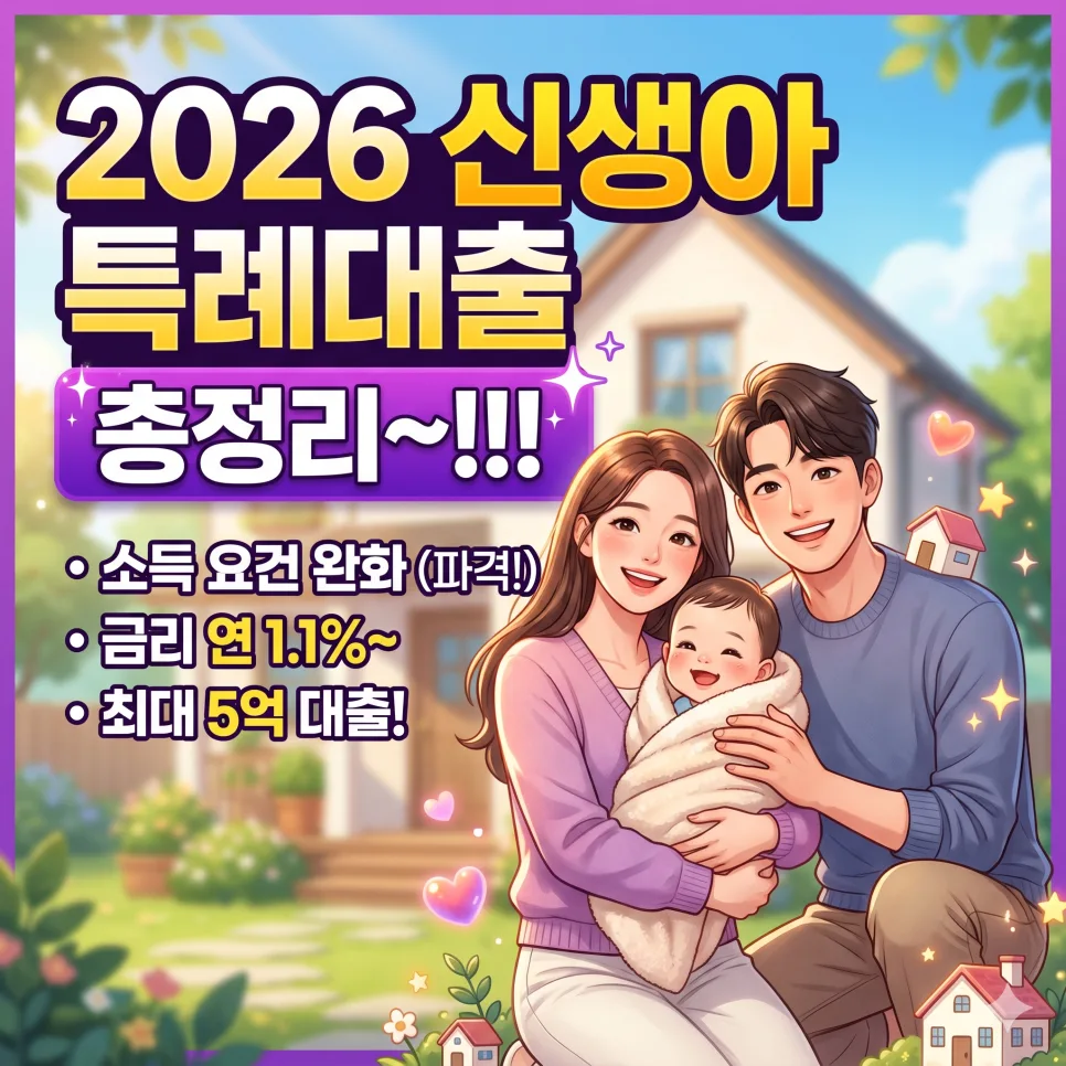 2026 신생아 특례대출 조건, 금리 완화 총정리
