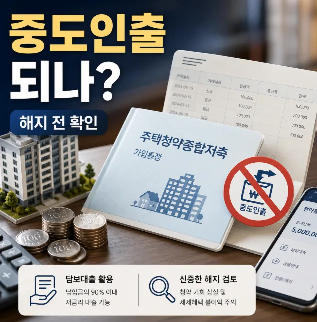 청약통장 중도인출 2026년 가능할까? 해지 전 필독 사항