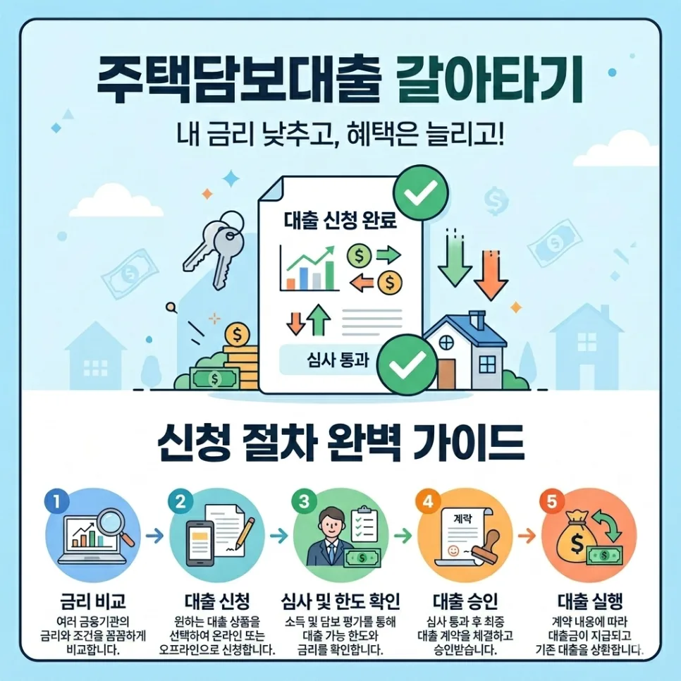 주택담보대출 갈아타기 절차 2026: 신청 방법과 서류 총정리