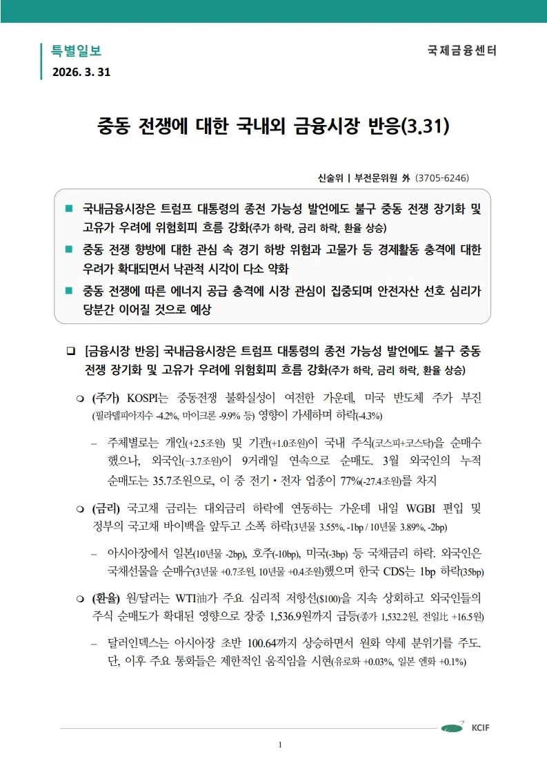 중동 전쟁, 금융시장 충격 2026: 코스피 급락 원인과 대처법