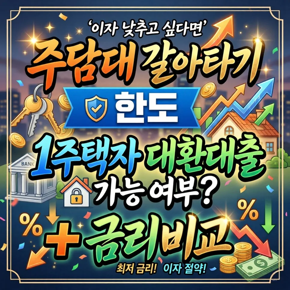 주담대 갈아타기 한도 및 조건 2026: 1주택자 대환대출 완벽 가이드