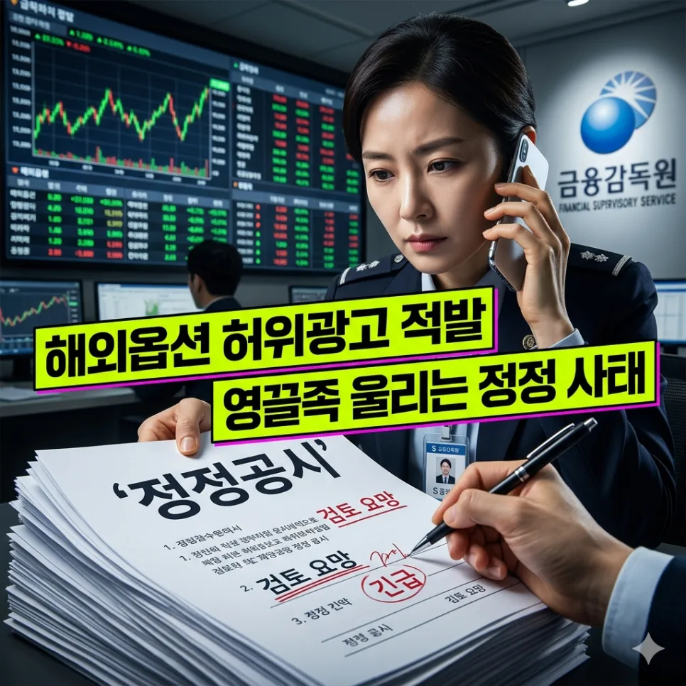 해외옵션 광고 정정 명령 2026: 증권사 위험 고지 의무 총정리