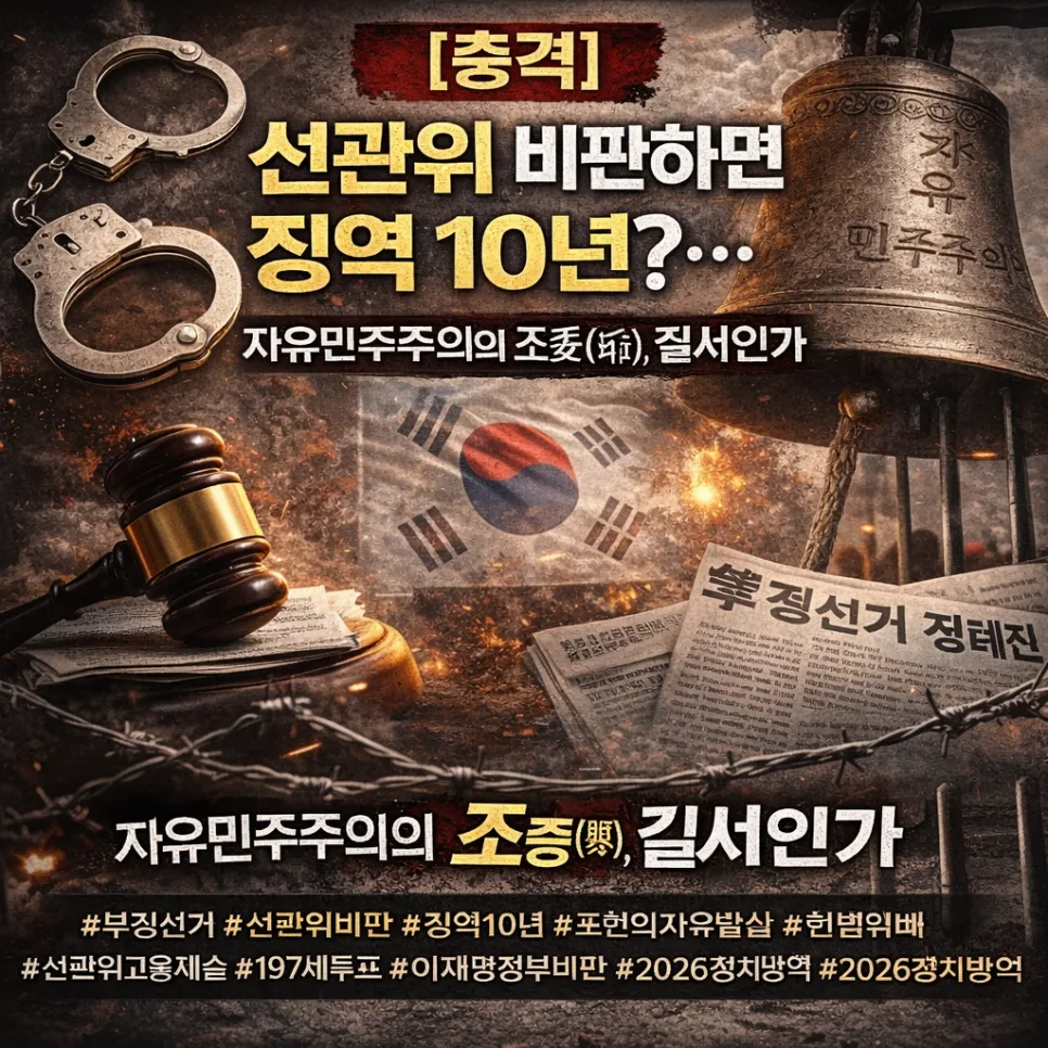 선관위 비판 시 징역 10년? 표현의 자유 위협 2026