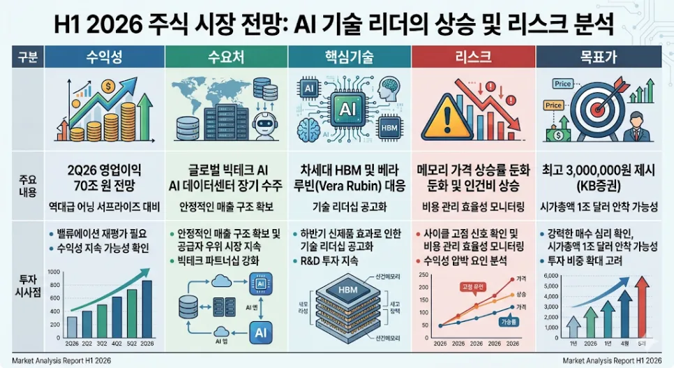 SK하이닉스 영업이익 70조, 목표주가 300만원 돌파 가능할까? 2026년 전망 2