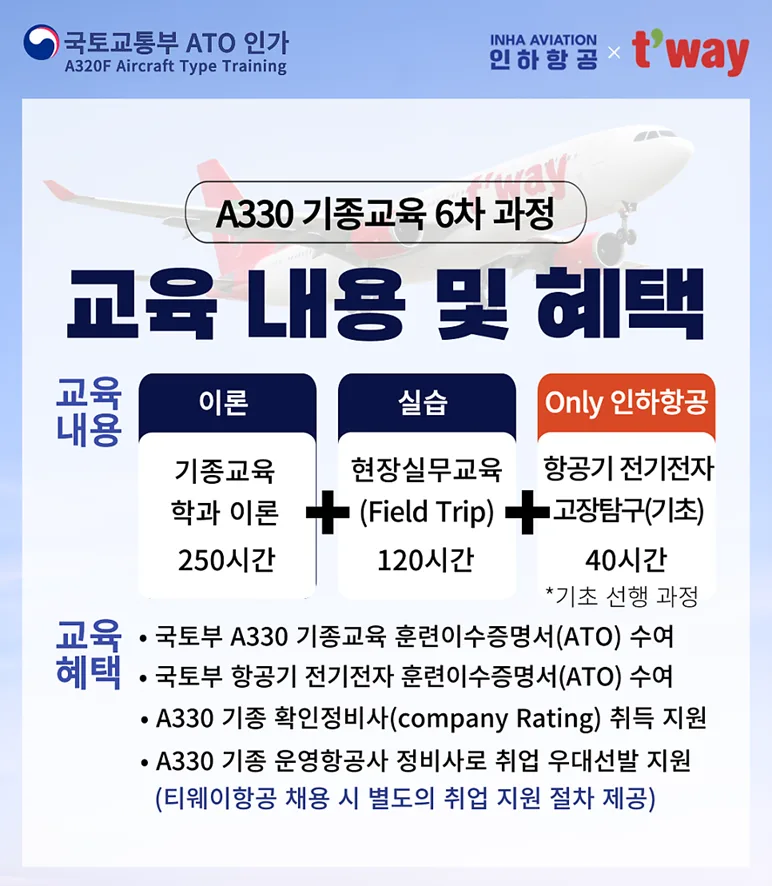 A330 항공정비사 취업 과정 2026: 인하항공 교육 총정리 2