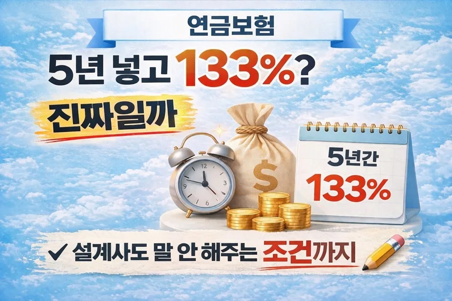 연금보험 환급률 133% 비결 2026: 5년납 구조 완벽 분석