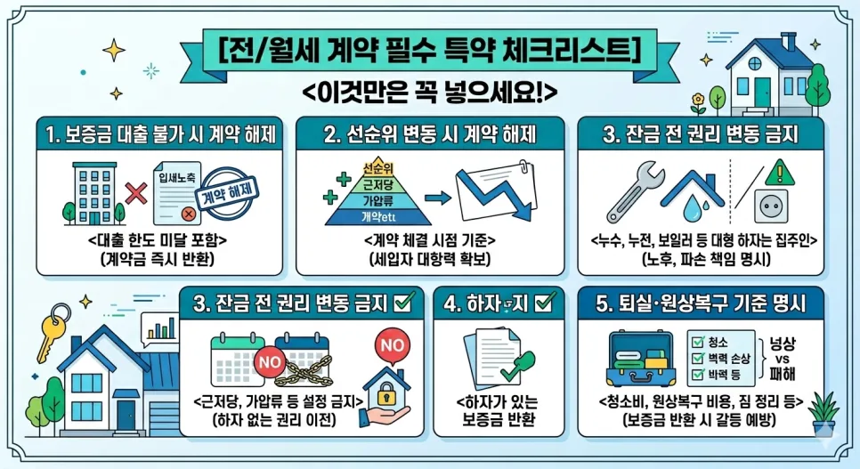 전월세 계약 특약 2026: 보증금 지키는 필수 문구 5가지