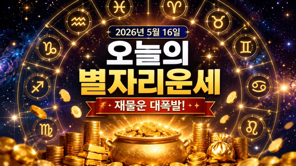 2026년 5월 16일 별자리운세: 재물운 폭발하는 띠는? (띠별 총정리)