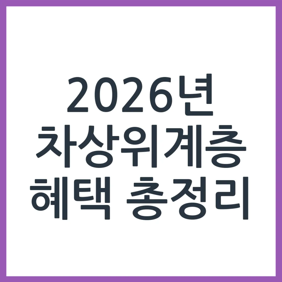 2026년 차상위계층 혜택, 얼마나 받을 수 있을까? 총정리