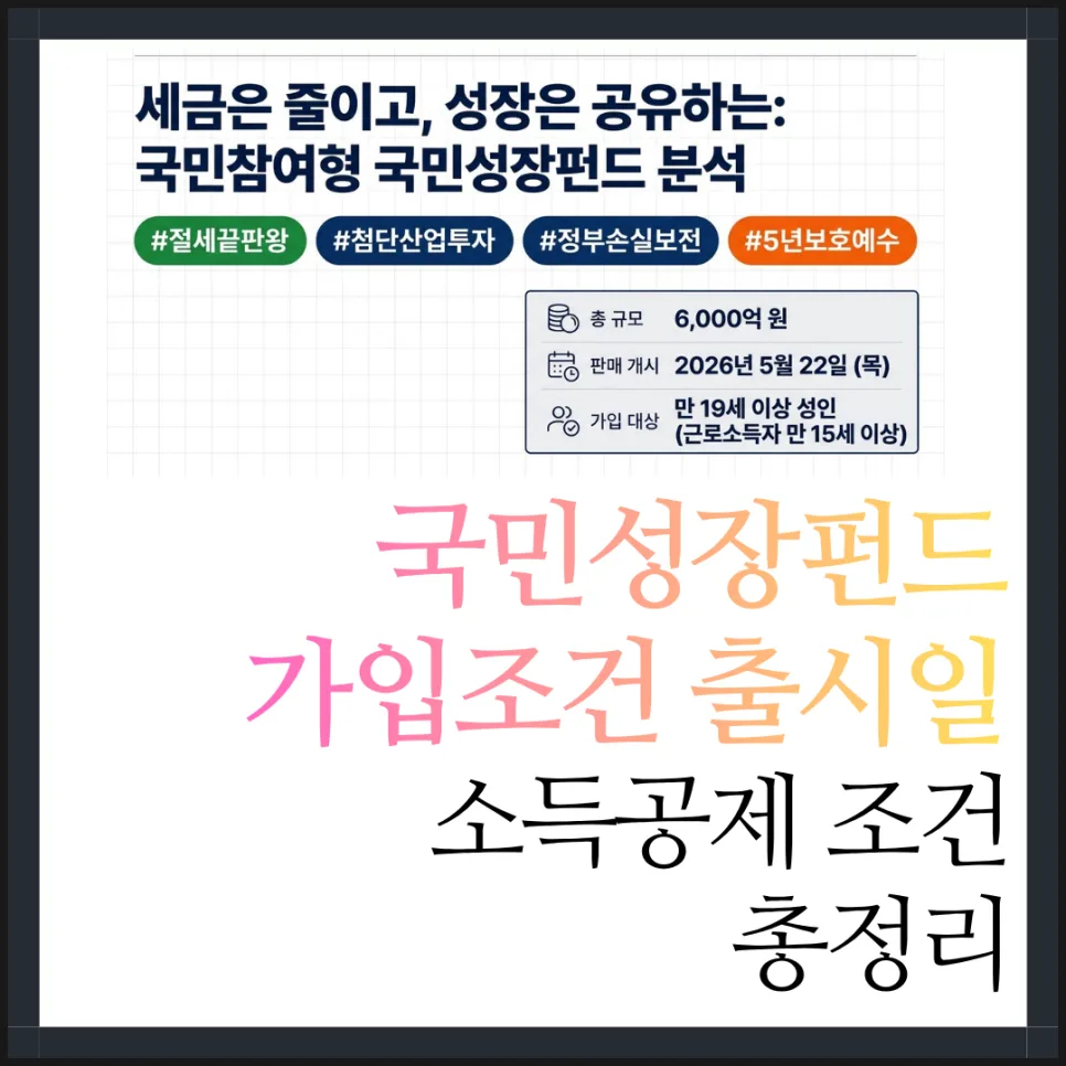 국민성장펀드 2026년 가입 조건 및 소득공제 혜택 총정리