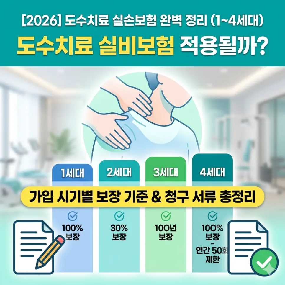 도수치료 실비보험 적용 기준 2026: 1~4세대별 차이점 완벽 정리