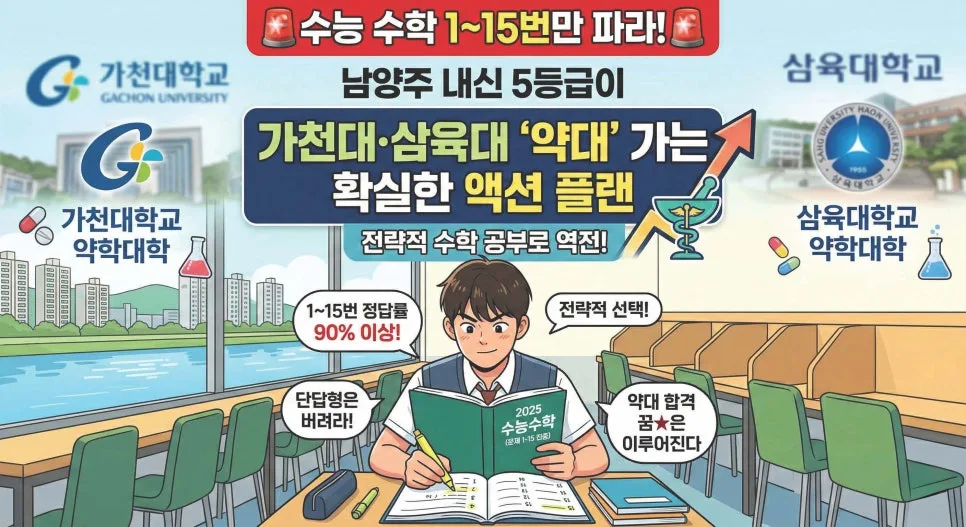 내신 5등급, 수능 수학 1~15번 공략으로 2027 약대 합격 가능할까?