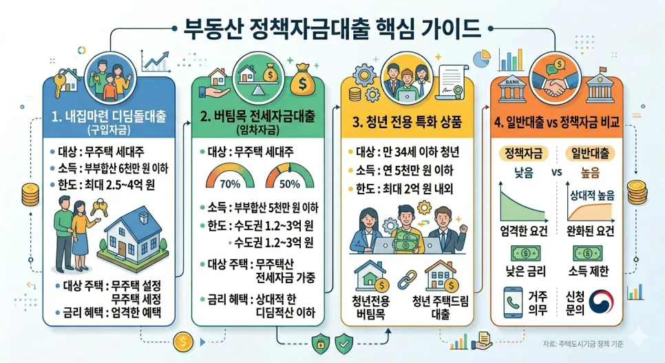 부동산 정책자금대출 2026: 디딤돌·버팀목·청년 상품 총정리