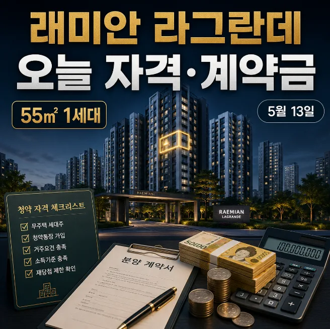래미안 라그란데 무순위 청약 자격 조건 및 계약금 계산 2026