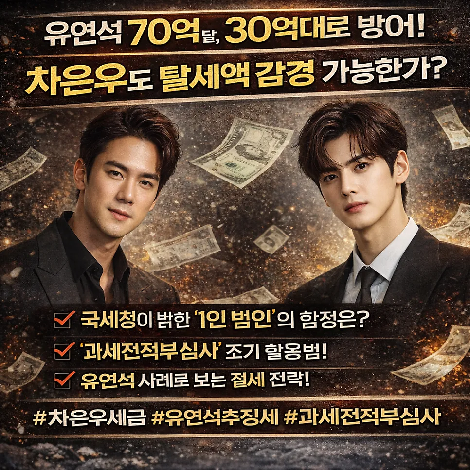 연예인 세금 추징 2026: 유연석 40억 감액 비결과 차은우 사례 분석