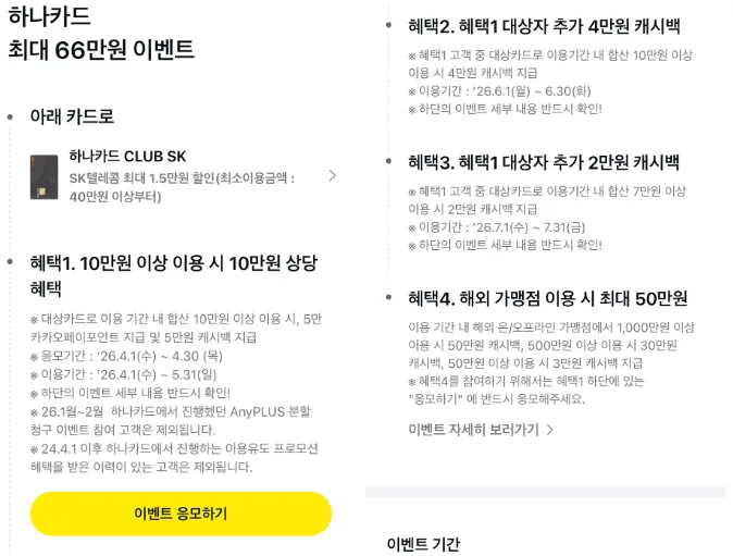 하나카드 16만원 캐시백, 2026년 4월 혜택 조건 완벽 분석