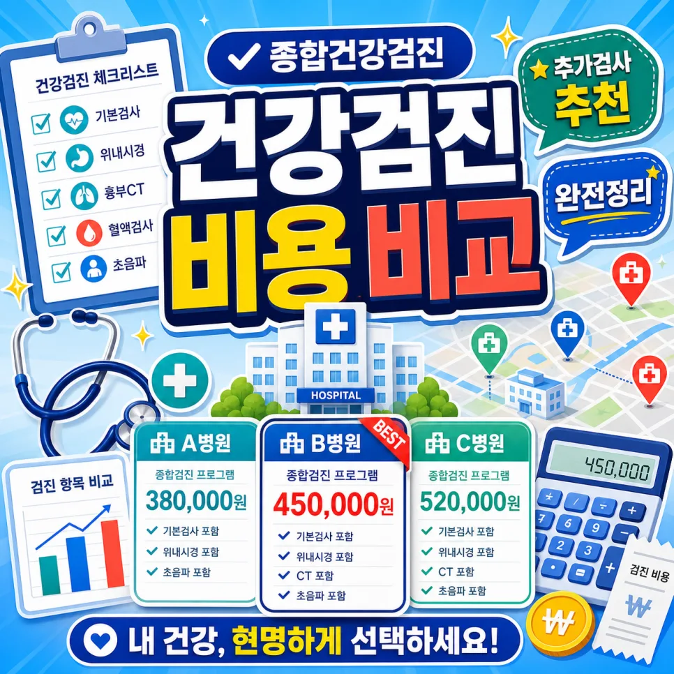종합건강검진 비용 비교 2026: 병원별 장단점 및 맞춤 검사 추천