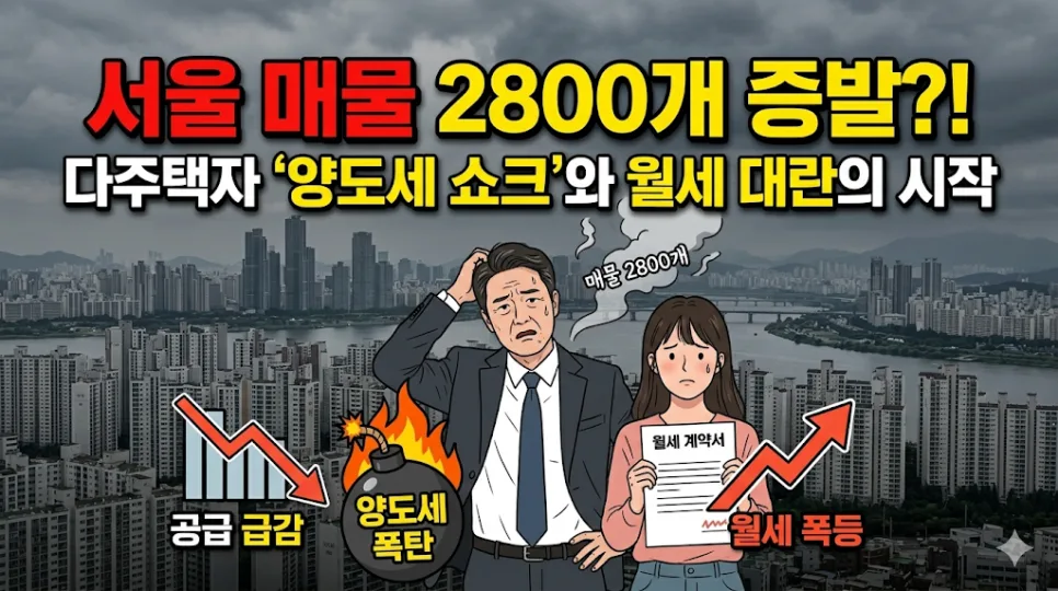 서울 아파트 매물 2,800개 증발? 양도세 쇼크와 월세 대란 2026년 전망