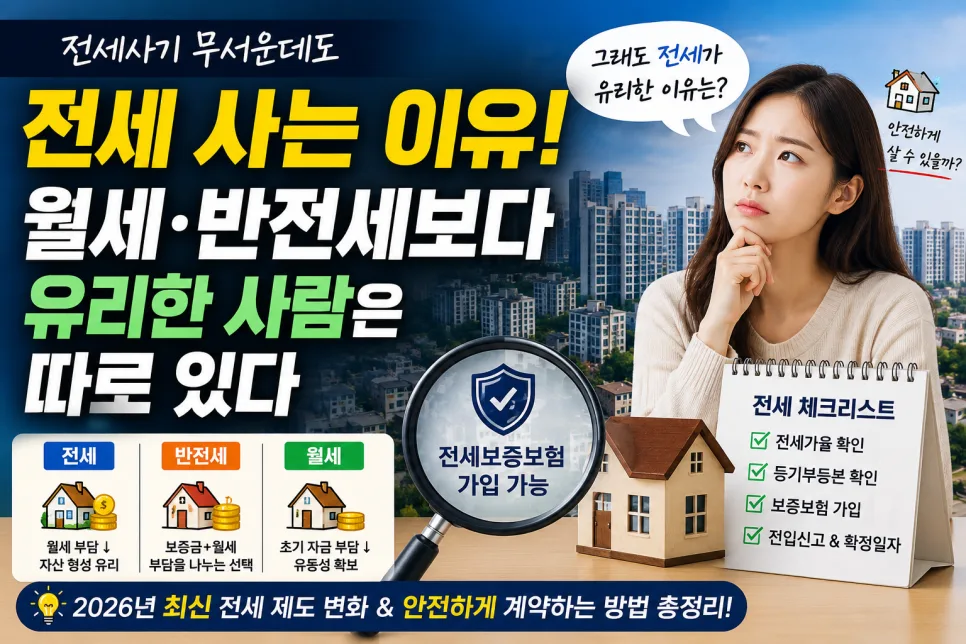 2026년에도 전세가 유리한 이유? 월세·반전세 비교 및 핵심 체크리스트