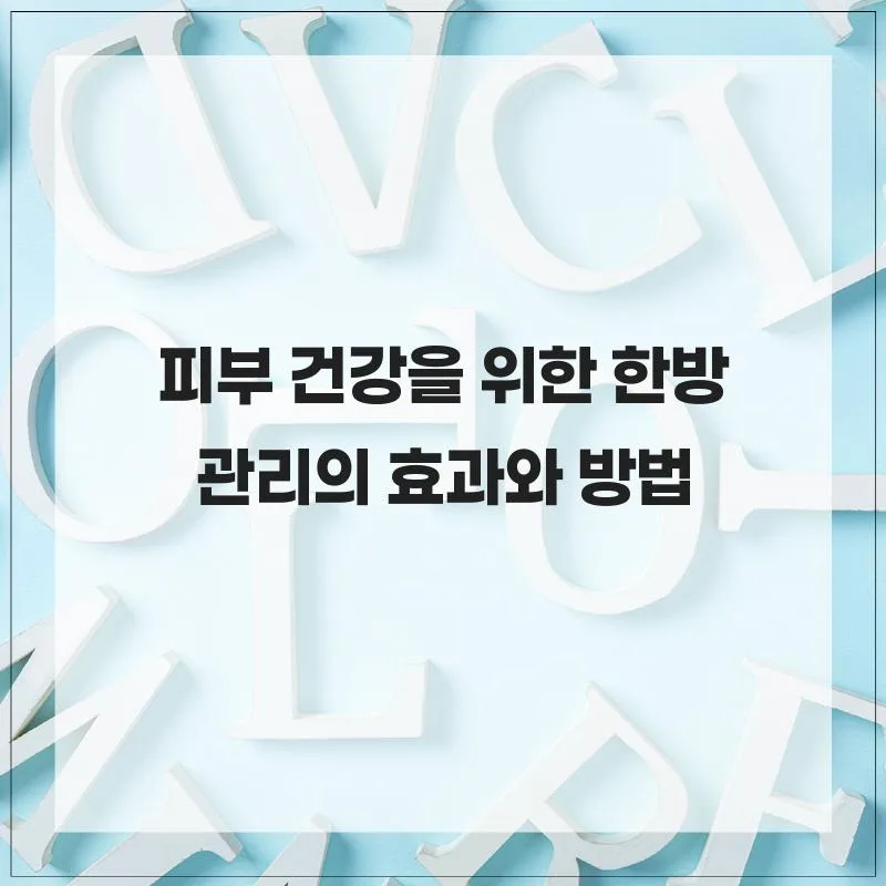 한방 피부 관리 2026: 효과, 방법, 주의사항 총정리