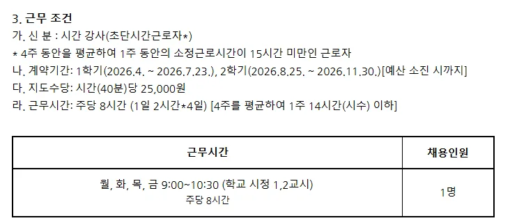2026년 산정초 한국어 강사 채용: 자격, 일정, 급여 총정리