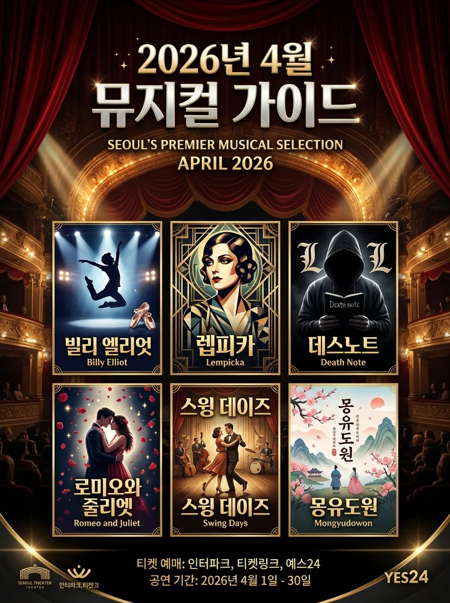 2026년 4월 서울 주말 뮤지컬 추천 TOP 10: 직접 뽑은 공연 가이드
