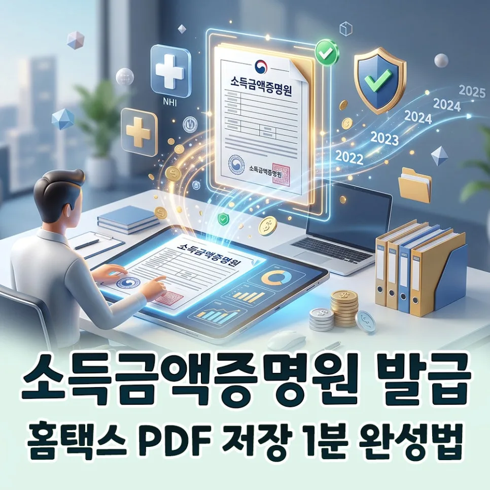 소득금액증명원 발급 방법 2026: 홈택스 PDF 저장 및 인터넷 발급 완벽 정리