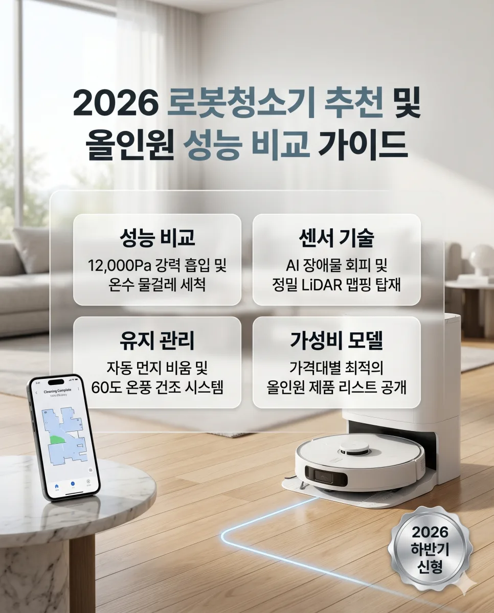 2026년형 로봇청소기, 올인원 성능 비교와 AI 기능 완벽 가이드