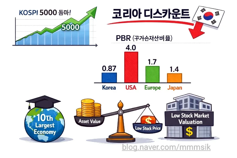 코스피 5000, 한국 증시 저평가 해소 가능할까? 2026 전망