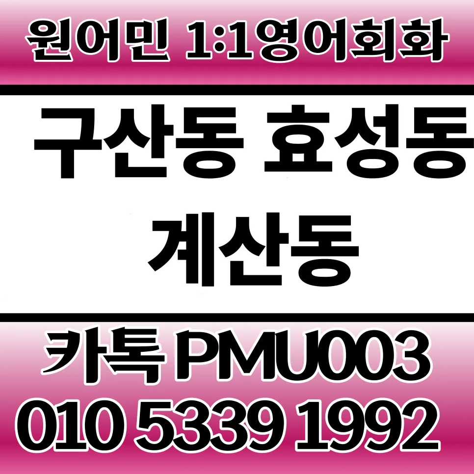 직장인 영어회화 2026: 구산/효성/계산동 원어민 1:1 학습법