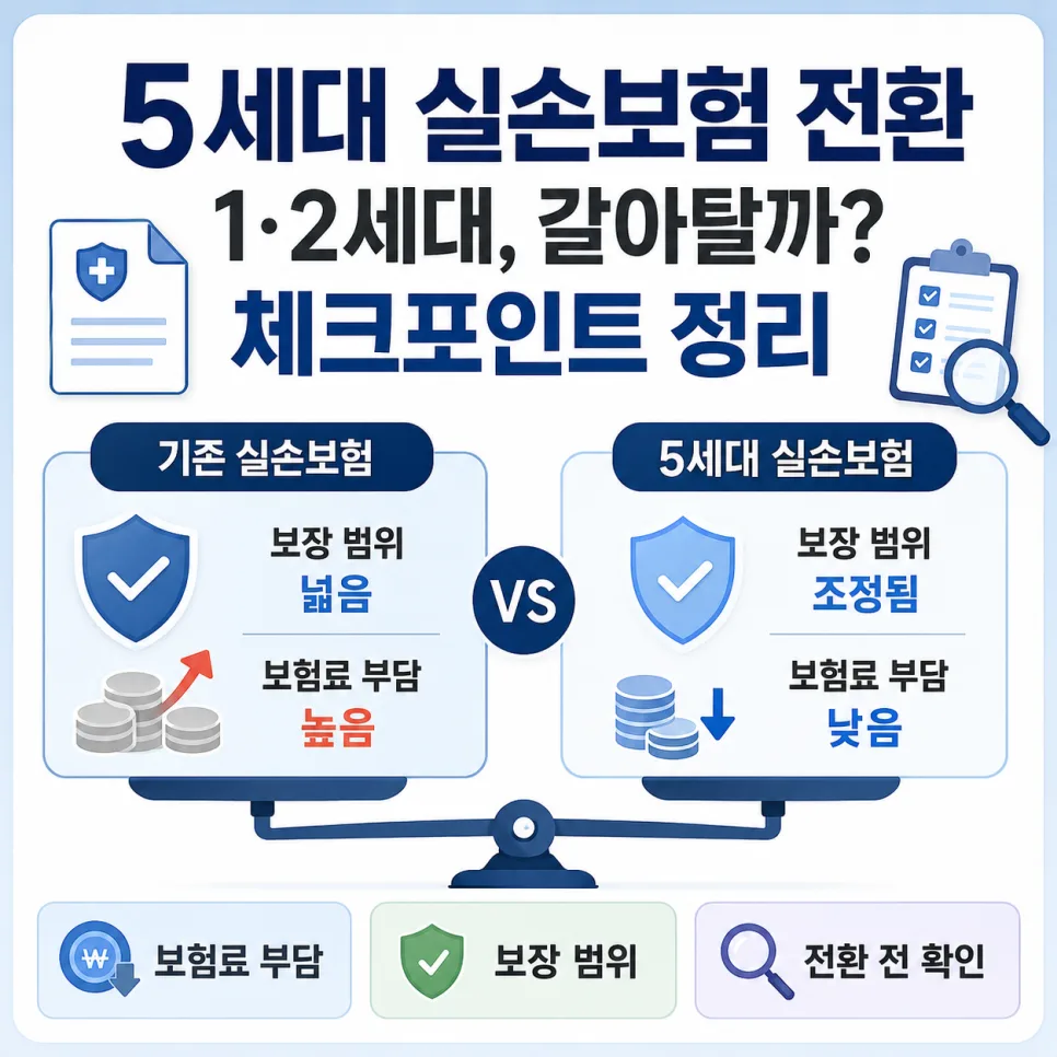 5세대 실손보험 전환, 1·2세대 유지? 2026년 핵심 비교