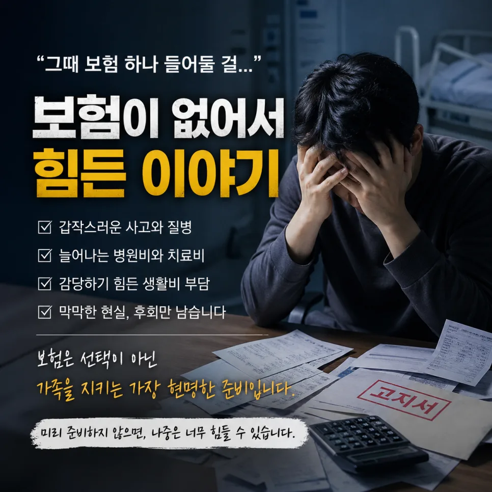 보험 없이 큰일 겪은 후기 2026: 갑작스러운 질병, 후회 막심