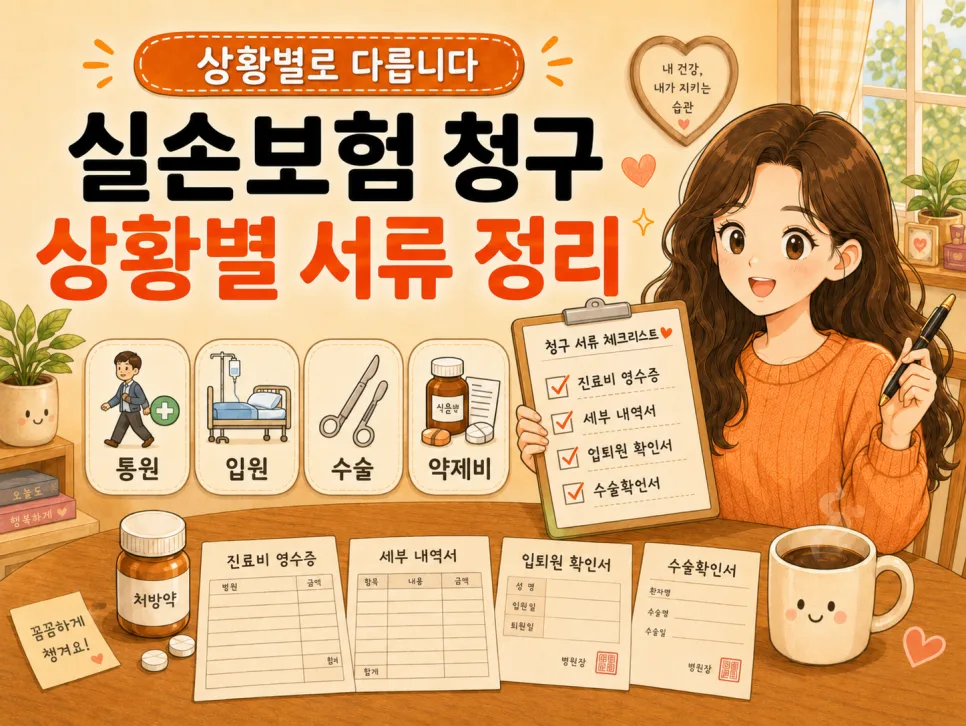 실손보험 청구 서류 완벽 정리: 상황별 필수 서류 2026