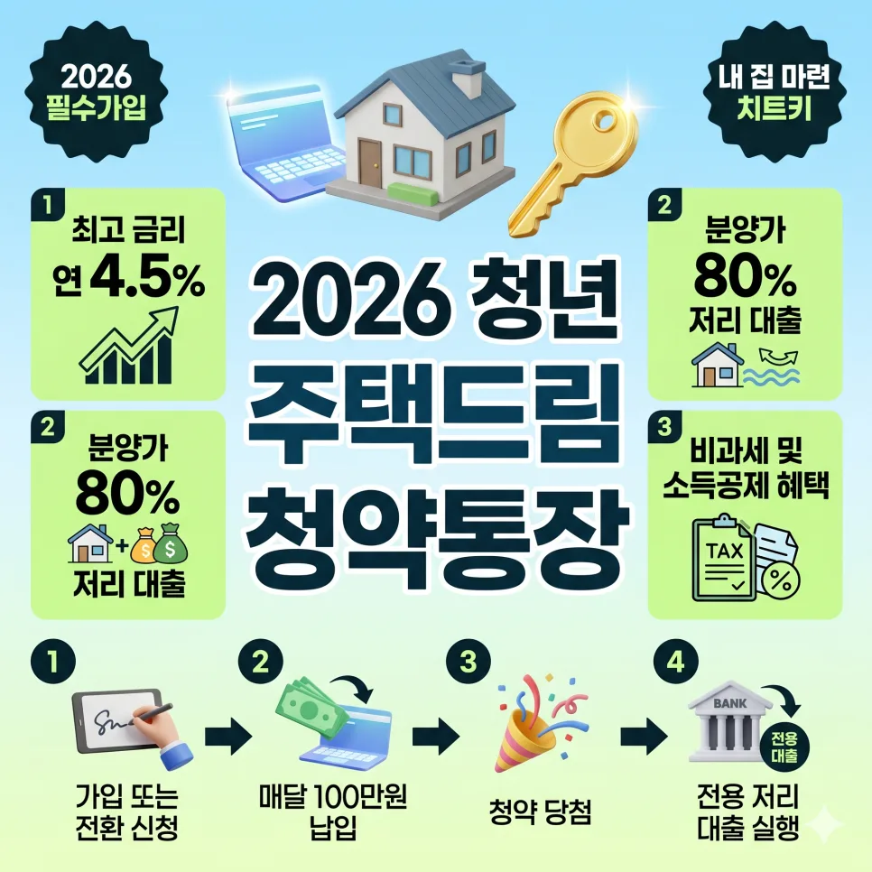 청년 주택드림 통장, 2026년 가입 조건과 4.5% 우대 금리 활용법