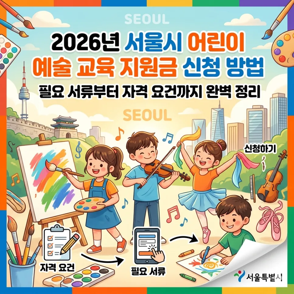 2026년 서울 어린이 예술 지원금: 신청 방법 및 필요 서류 총정리