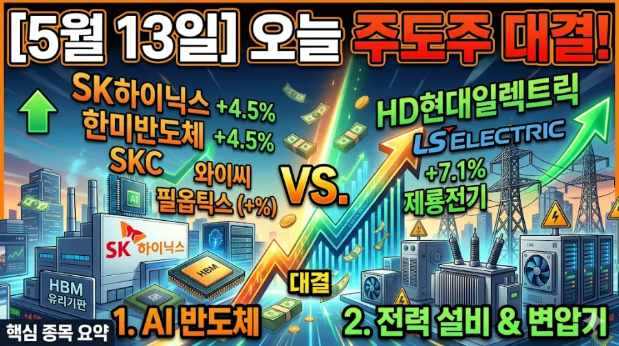 2026년 5월 13일 주도주 총정리: AI 반도체, 전력 설비 급등 이유