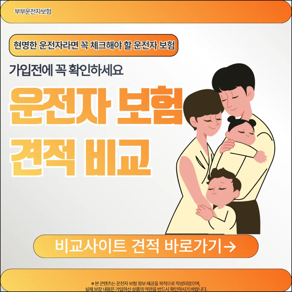 부부운전자보험 2026년, 보장 범위 핵심 비교 분석