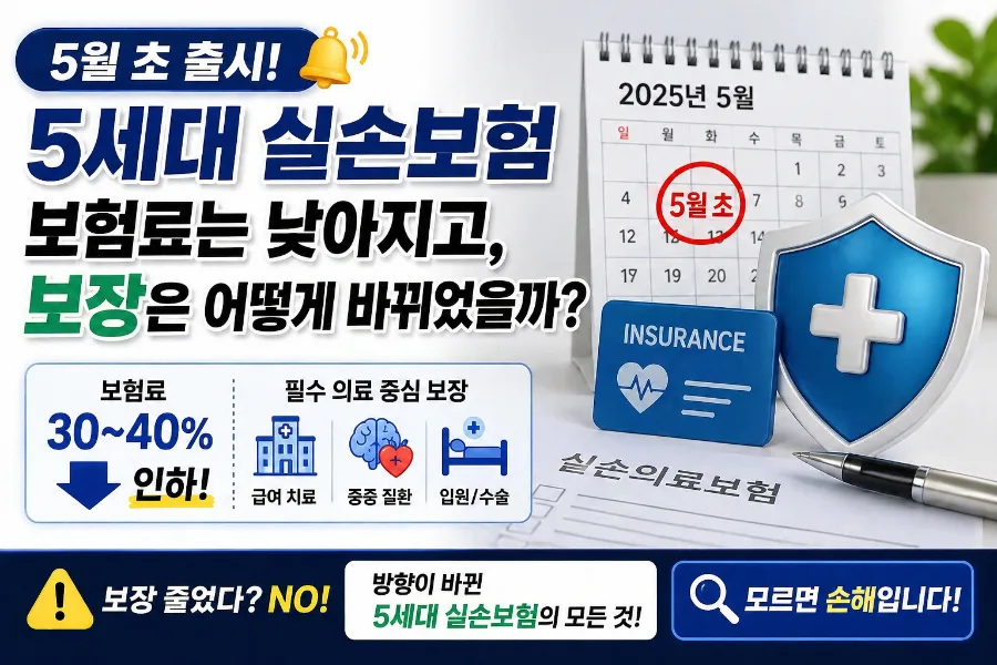 5세대 실손보험, 보험료 30%↓ 보장 혜택은? (2026년 핵심 정리)
