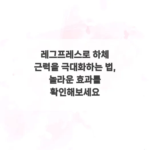 레그프레스 하체 근력 강화법 2026: 초보자도 성공하는 3가지 핵심