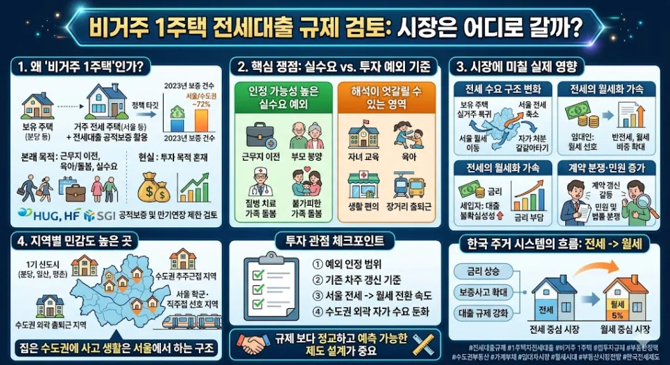 비거주 1주택 전세대출 규제 2026: 실수요 vs 투자, 무엇이 달라지나?