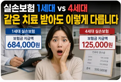 실손보험 세대별 환급금 차이 2026: 1세대 vs 4세대 비교