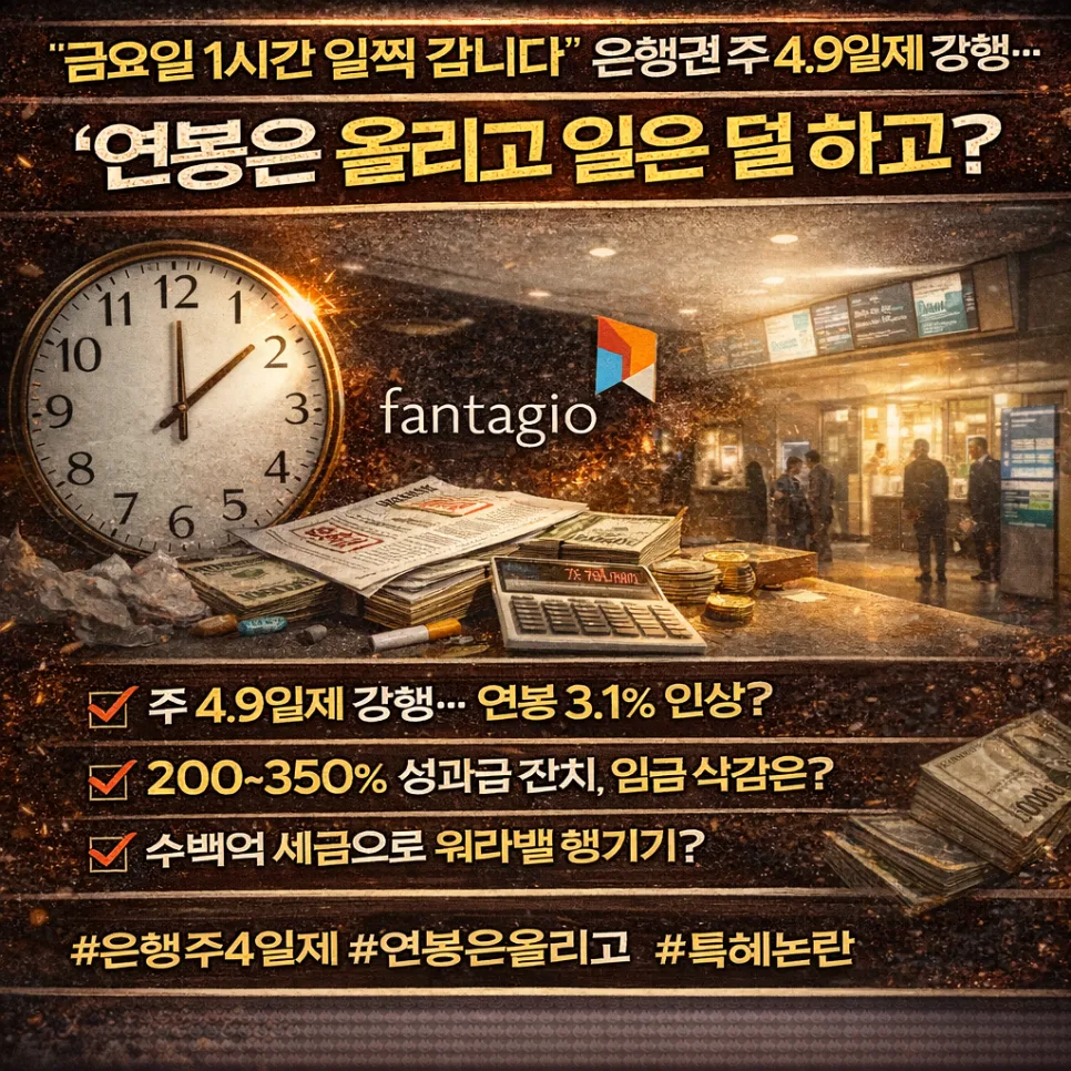 은행 주 4.9일제 도입 2026: 연봉 인상과 함께 논란 분석