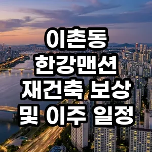 이촌 한강맨션 재건축 보상/이주 일정 2026년 현실 분석