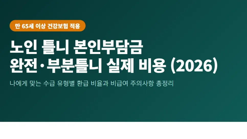 2026년 노인 틀니 본인부담금: 완전/부분틀니 실제 비용 총정리 2