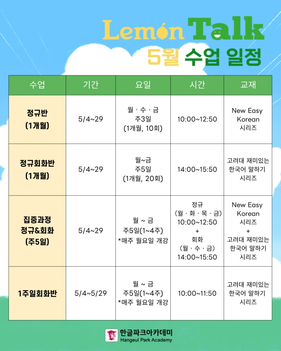 2026년 한국어학원 선택 가이드: 한글파크아카데미 수업 비교
